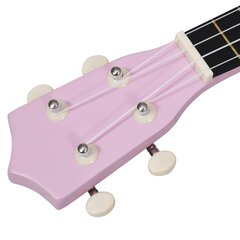 vidaXL sopran ukulele komplekt kotiga lastele roosa 21" цена и информация | Гитары | kaup24.ee