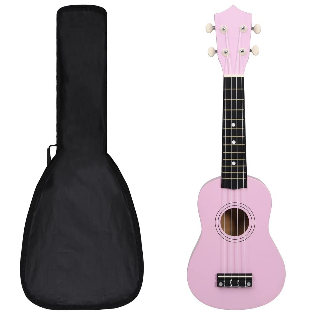 vidaXL sopran ukulele komplekt kotiga lastele roosa 21" hind ja info | Kitarrid | kaup24.ee