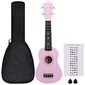 vidaXL sopran ukulele komplekt kotiga lastele roosa 21" hind ja info | Kitarrid | kaup24.ee