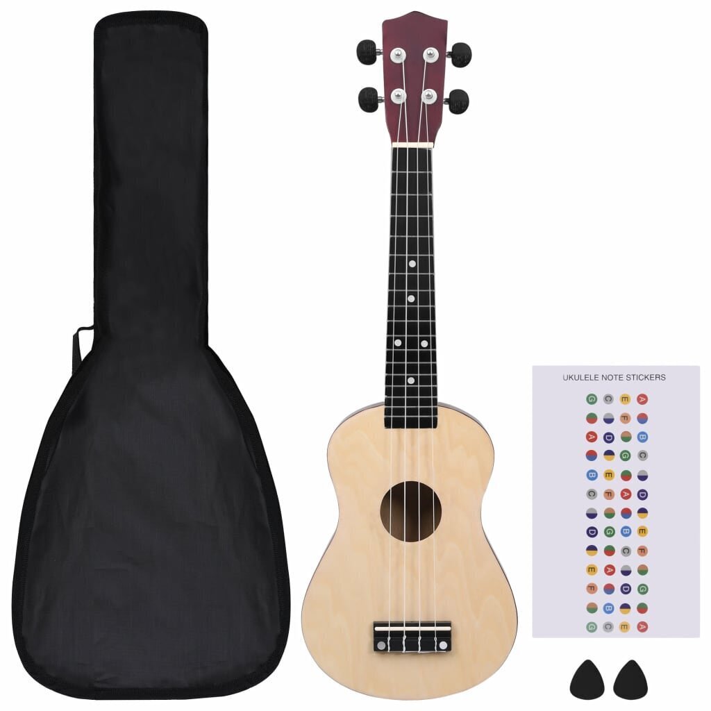 vidaXL sopran ukulele komplekt kotiga lastele hele puit 23" hind ja info | Kitarrid | kaup24.ee