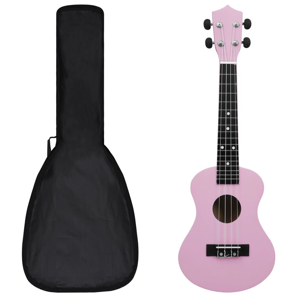 vidaXL sopran ukulele komplekt kotiga lastele roosa 23" hind ja info | Kitarrid | kaup24.ee