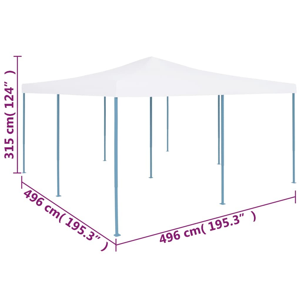 vidaXL kokkupandav varikatus 496 x 496 x 315 cm, valge hind ja info | Varikatused ja aiapaviljonid | kaup24.ee