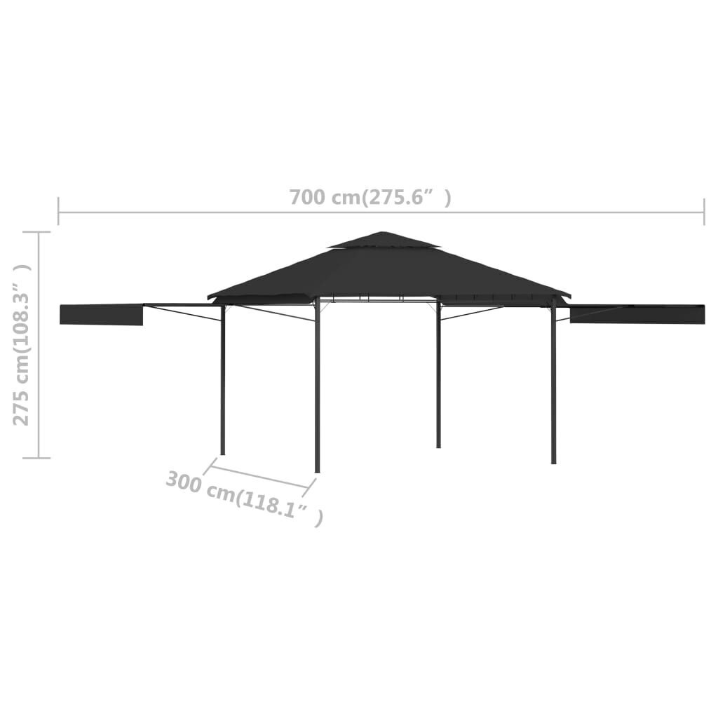 vidaXL varjualune, topeltkatusega, 3x3x2,75 m, antratsiithall, 180 g/m² hind ja info | Varikatused ja aiapaviljonid | kaup24.ee