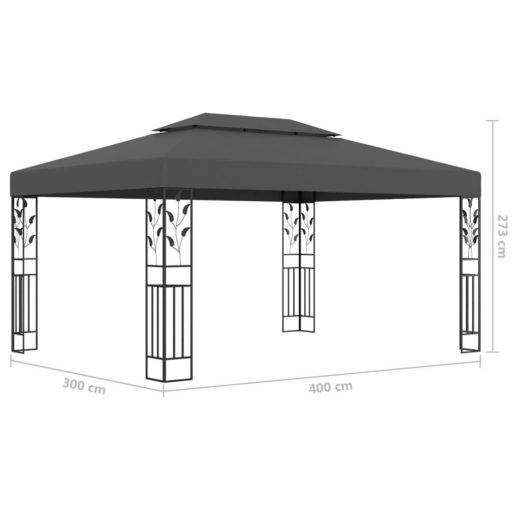 vidaXL varjualune, topeltkatusega, 3 x 4 m, antratsiithall цена и информация | Varikatused ja aiapaviljonid | kaup24.ee