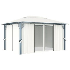 vidaXL varikatus kardinaga 400 x 300 cm, kreemjasvalge, alumiinium цена и информация | Беседки, навесы, тенты | kaup24.ee