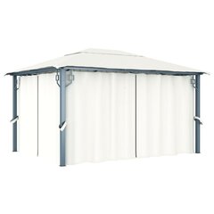 vidaXL varikatus kardinaga 400 x 300 cm, kreemjasvalge, alumiinium hind ja info | Varikatused ja aiapaviljonid | kaup24.ee