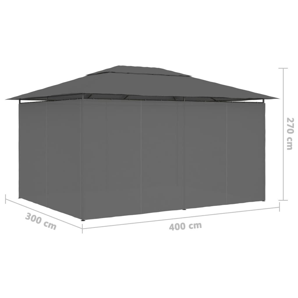 vidaXL kardinatega varikatus 4 x 3 m, antratsiithall hind ja info | Varikatused ja aiapaviljonid | kaup24.ee