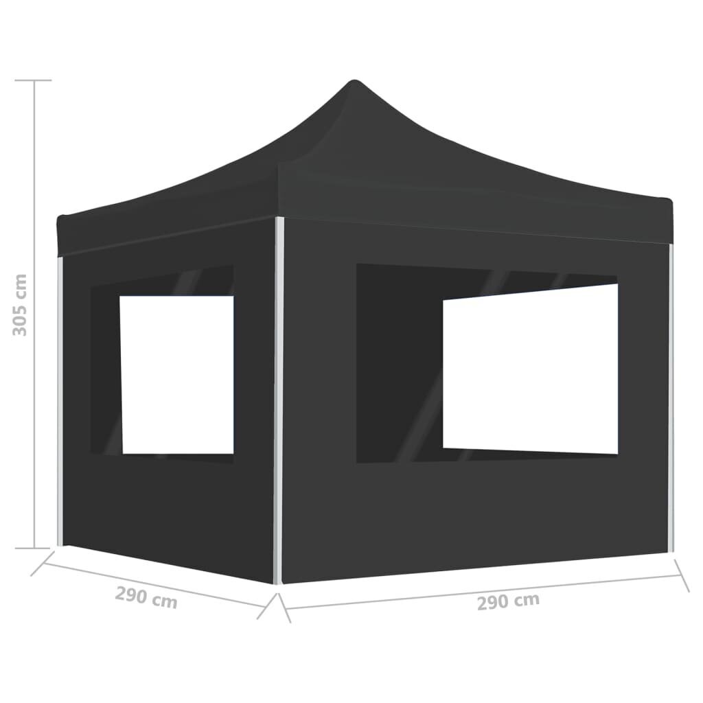 vidaXL kokkupandav peotelk seintega, alumiinium, 3 x 3 m, antratsiit цена и информация | Varikatused ja aiapaviljonid | kaup24.ee