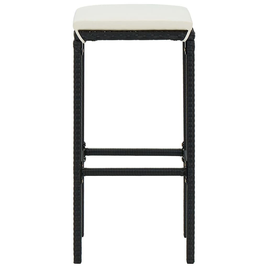 vidaXL baaripukid istmepatjadega, 4 tk, must, polürotang hind ja info | Söögilaua toolid, köögitoolid | kaup24.ee