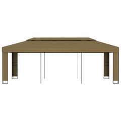 vidaXL varjualune, topeltkatusega, 3 x 6 m, pruunikashall, 180 g/m² цена и информация | Беседки, навесы, тенты | kaup24.ee