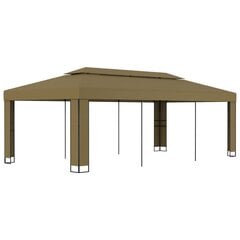 vidaXL varjualune, topeltkatusega, 3 x 6 m, pruunikashall, 180 g/m² цена и информация | Беседки, навесы, тенты | kaup24.ee