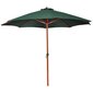 Puidust jalaga päikesevari 258 cm roheline hind ja info | Päikesevarjud, markiisid ja alused | kaup24.ee