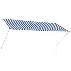 vidaXL sissetõmmatav varikatus, 300 x 150 cm, sinine ja valge hind ja info | Päikesevarjud, markiisid ja alused | kaup24.ee