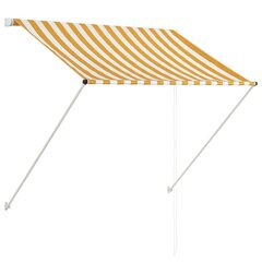 vidaXL sissetõmmatav varikatus, 150 x 150 cm, kollane ja valge hind ja info | Päikesevarjud, markiisid ja alused | kaup24.ee