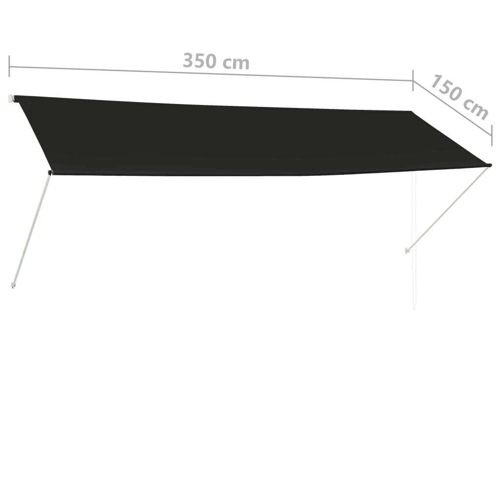 vidaXL kokkupandav varikatus, 350 x 150 cm, antratsiit hind ja info | Päikesevarjud, markiisid ja alused | kaup24.ee