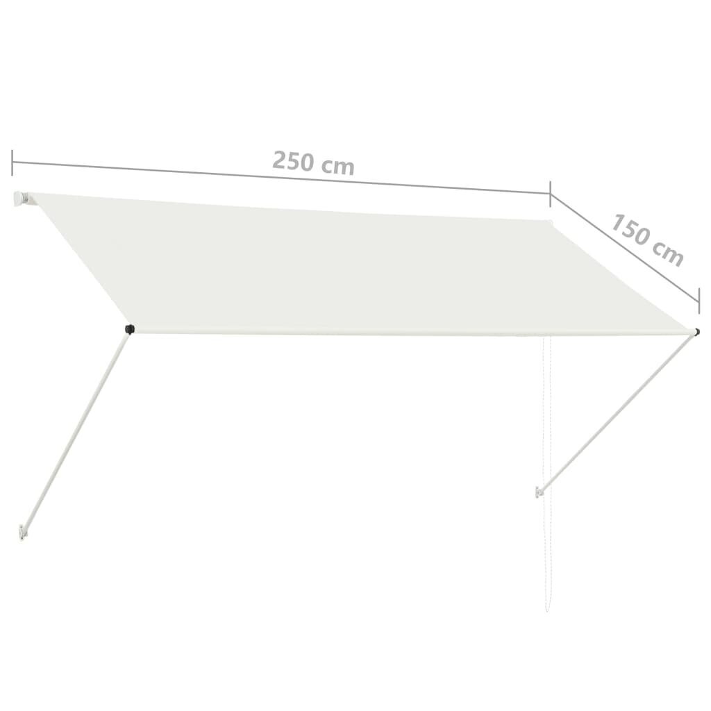 vidaXL kokkupandav varikatus, 250 x 150 cm, kreemjas цена и информация | Päikesevarjud, markiisid ja alused | kaup24.ee