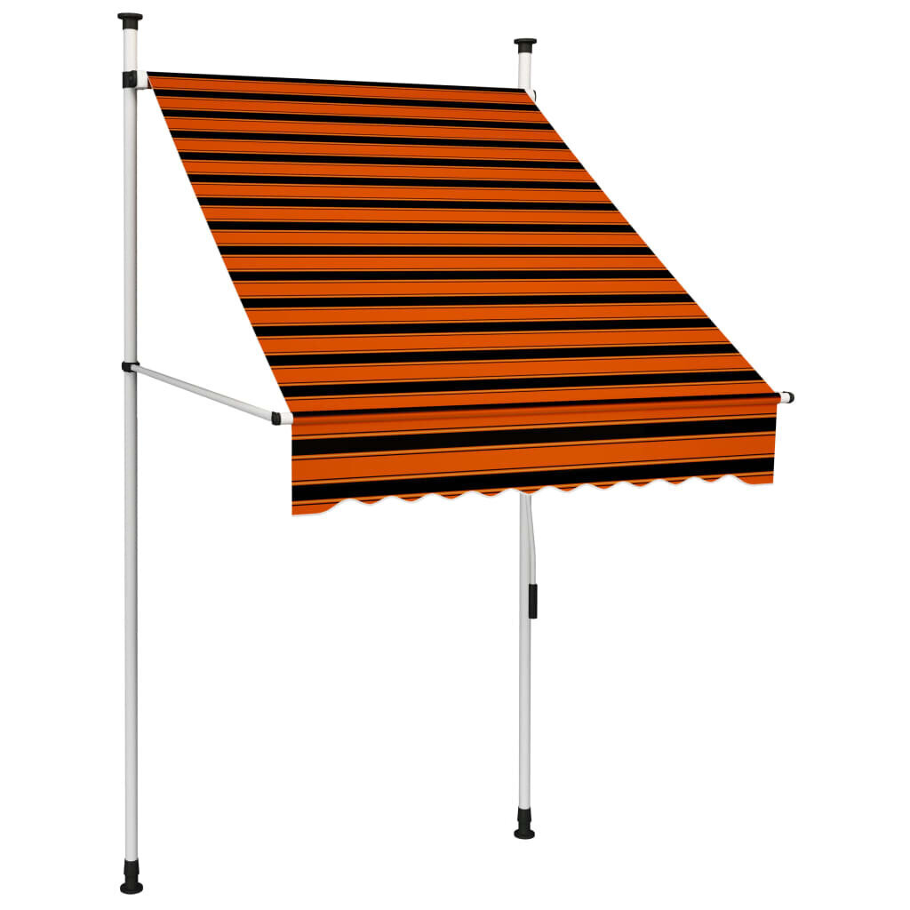 vidaXL käsitsi sissetõmmatav varikatus, 100 cm, oranž ja pruun hind ja info | Päikesevarjud, markiisid ja alused | kaup24.ee