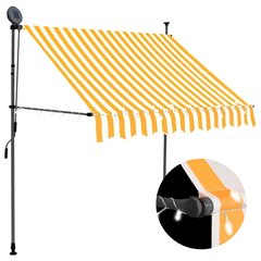vidaXL käsitsi sissetõmmatav varikatus, LED, 100 cm, valge ja oranž hind ja info | Päikesevarjud, markiisid ja alused | kaup24.ee