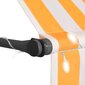 vidaXL käsitsi sissetõmmatav varikatus, LED, 250 cm, valge ja oranž цена и информация | Päikesevarjud, markiisid ja alused | kaup24.ee