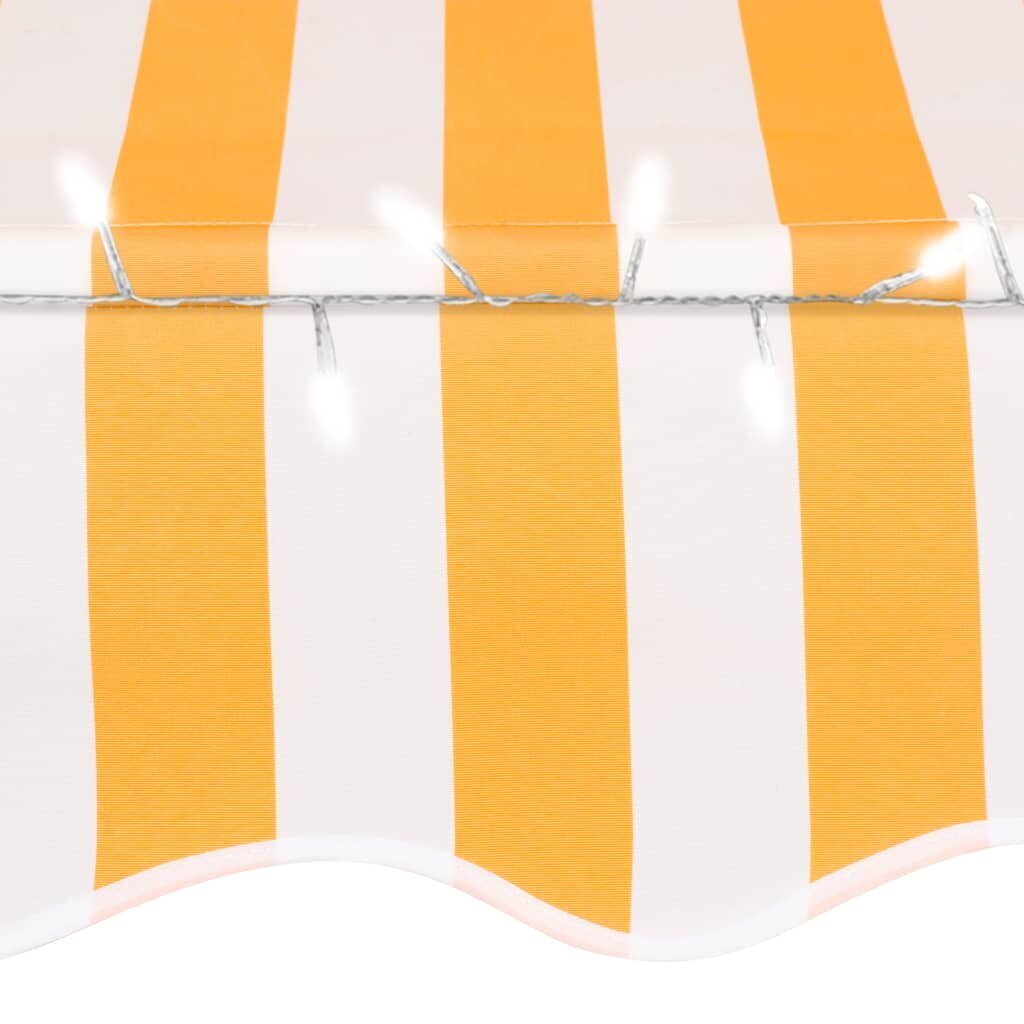 vidaXL käsitsi sissetõmmatav varikatus, LED, 400 cm, valge ja oranž hind ja info | Päikesevarjud, markiisid ja alused | kaup24.ee