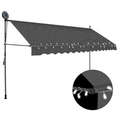 vidaXL käsitsi sissetõmmatav varikatus, LED, 350 cm, antratsiithall hind ja info | Päikesevarjud, markiisid ja alused | kaup24.ee