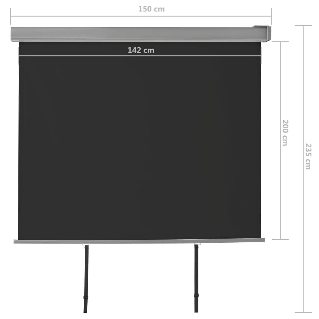 vidaXL rõdu külgsein, mitmeotstarbeline, 150 x 200 cm must цена и информация | Päikesevarjud, markiisid ja alused | kaup24.ee