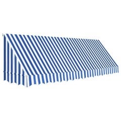 vidaXL bistroo varikatus, 400 x 120 cm, sinine ja valge hind ja info | Päikesevarjud, markiisid ja alused | kaup24.ee