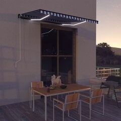 vidaXL varikatus, tuuleandur ja LED, 350 x 250 cm, sinine ja valge hind ja info | Päikesevarjud, markiisid ja alused | kaup24.ee