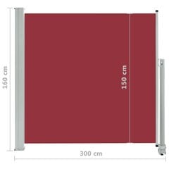 vidaXL lahtitõmmatav terrassi külgsein, 160 x 300 cm, punane цена и информация | Зонты, маркизы, стойки | kaup24.ee