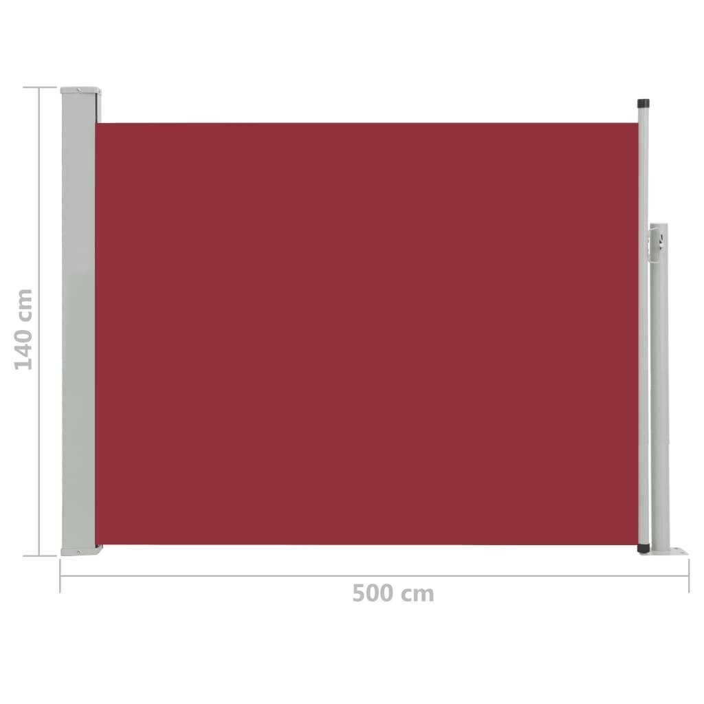 vidaXL lahtitõmmatav terrassi külgsein, 140 x 500 cm, punane цена и информация | Päikesevarjud, markiisid ja alused | kaup24.ee