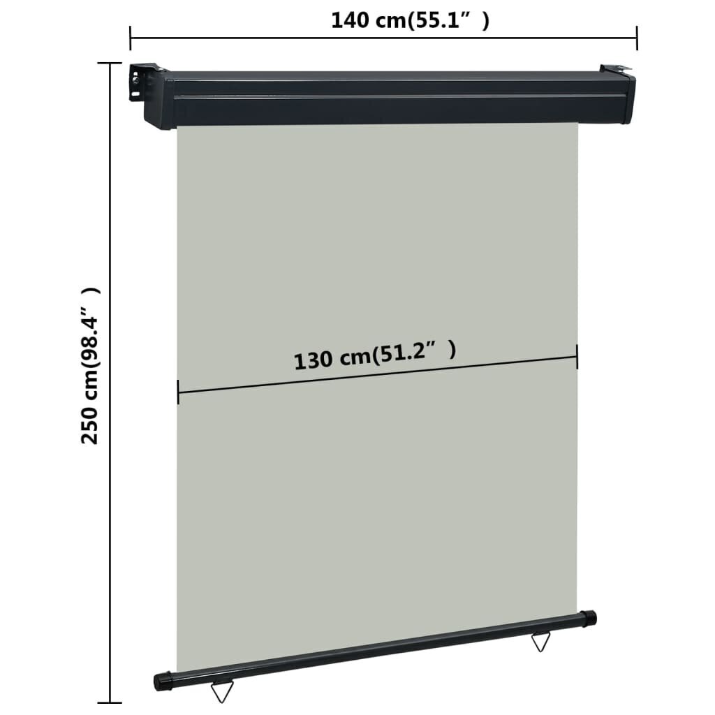 vidaXL rõdu külgsein, 140 x 250 cm, hall hind ja info | Päikesevarjud, markiisid ja alused | kaup24.ee