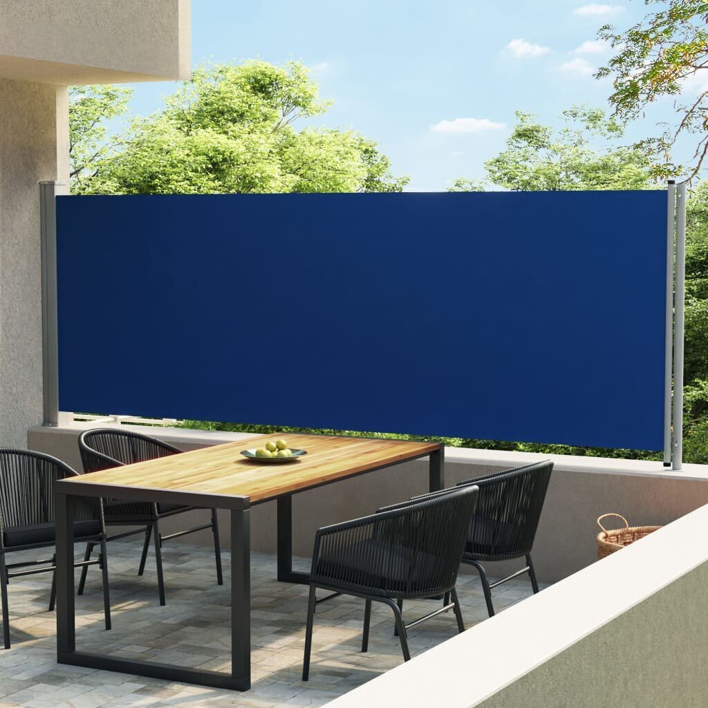 vidaXL lahtitõmmatav terrassi külgsein, 600 x 160 cm, sinine hind ja info | Päikesevarjud, markiisid ja alused | kaup24.ee