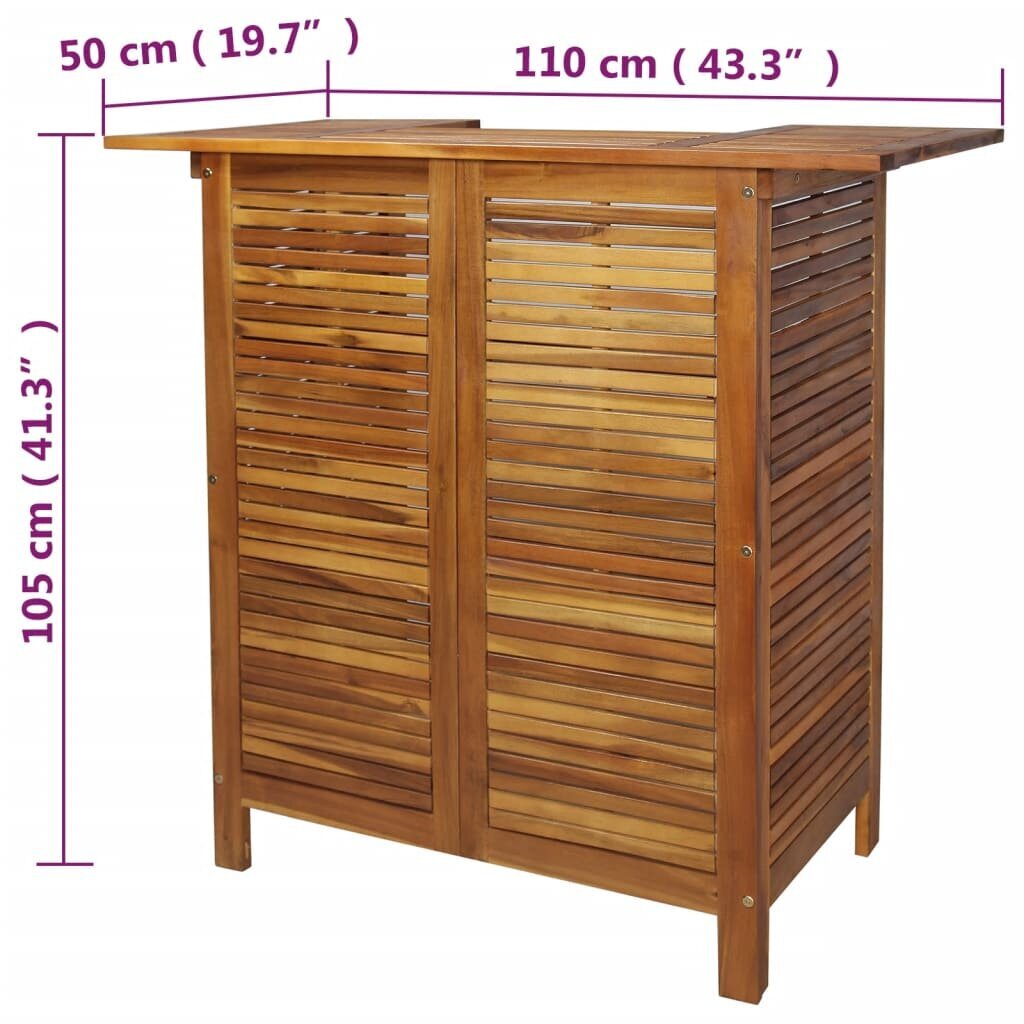 vidaXL baarilaud 110 x 50 x 105 cm, akaatsiapuit цена и информация | Aialauad | kaup24.ee