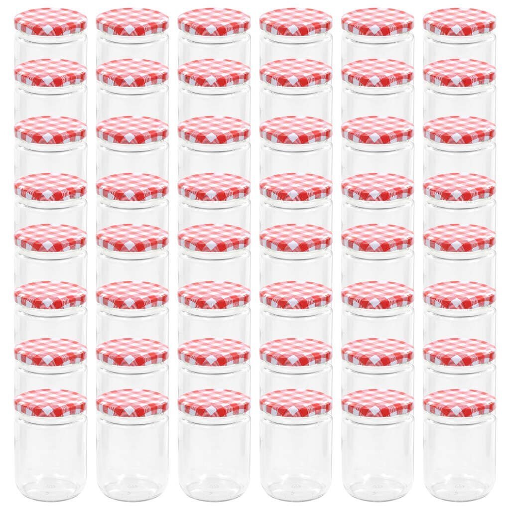 vidaXL klaasist moosipurgid valge ja punase kaanega 48 tk, 230 ml цена и информация | Hoidistamiseks | kaup24.ee