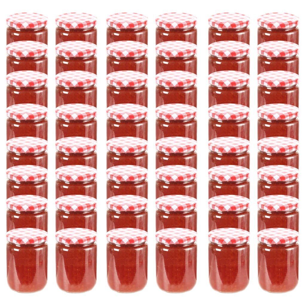 vidaXL klaasist moosipurgid valge ja punase kaanega 48 tk, 230 ml цена и информация | Hoidistamiseks | kaup24.ee