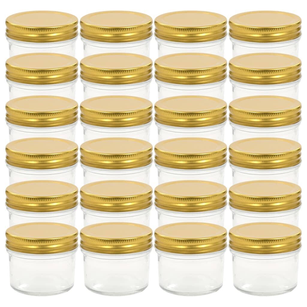 vidaXL kuldsete kaantega klaasist moosipurgid 24 tk, 110 ml цена и информация | Hoidistamiseks | kaup24.ee