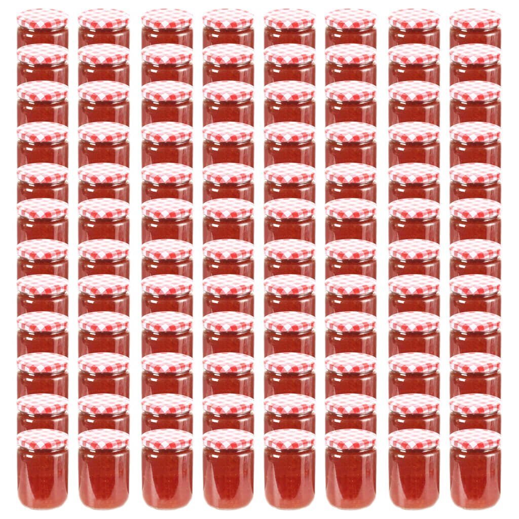 vidaXL klaasist moosipurgid valge ja punase kaanega 96 tk, 230 ml hind ja info | Hoidistamiseks | kaup24.ee