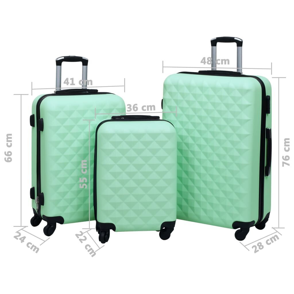 vidaXL kõvakattega kohver 3 tk mündiroheline ABS hind ja info | Kohvrid, reisikotid | kaup24.ee