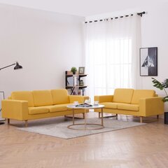 vidaXL 2-osaline diivanikomplekt, kangas, kollane hind ja info | Pehme mööbli komplektid  | kaup24.ee