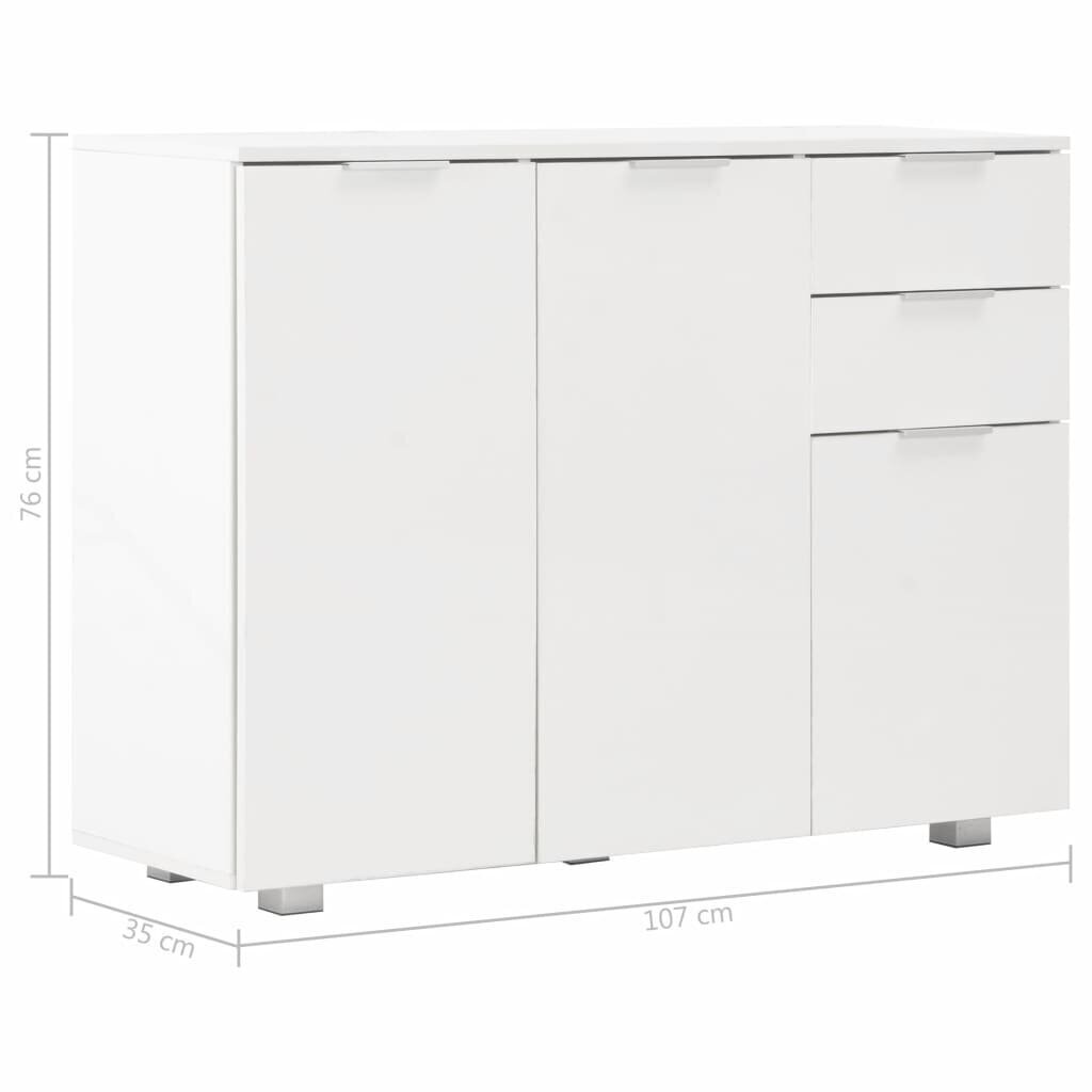 vidaXL puhvetkapp kõrgläikega valge 107x35x80,5 cm цена и информация | Elutoa väikesed kapid | kaup24.ee