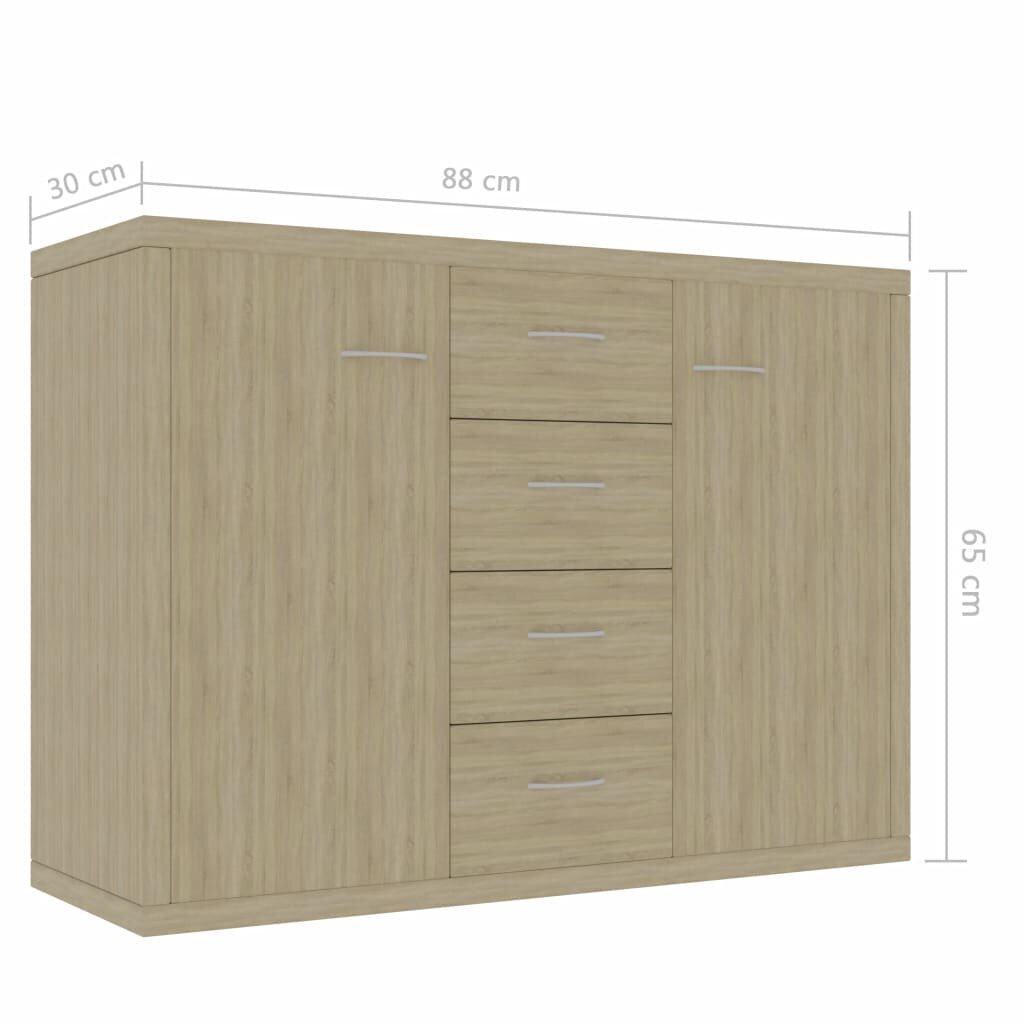 vidaXL puhvetkapp, Sonoma tamm, 88 x 30 x 65 cm puitlaastplaat hind ja info | Elutoa väikesed kapid | kaup24.ee