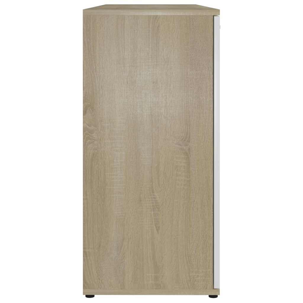 vidaXL puhvetkapp, valge ja Sonoma tamm, 120x35,5x75 cm puitlaastplaat hind ja info | Elutoa väikesed kapid | kaup24.ee