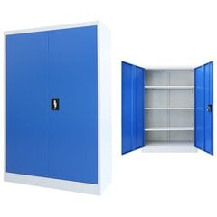 vidaXL kontorikapp, metall, 90 x 40 x 140 cm, hall ja sinine цена и информация | Шкафчики в гостиную | kaup24.ee