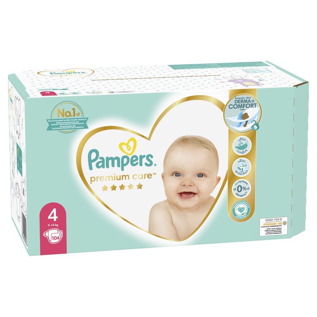 Pampers mähkmed Premium Care suurus 4 (Maxi)- 8–14 Kg, 104 tk hind ja info | Mähkmed | kaup24.ee