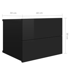 vidaXL öökapid 2 tk, kõrgläikega must, 40 x 30 x 30 cm, puitlaastplaat hind ja info | Öökapid | kaup24.ee