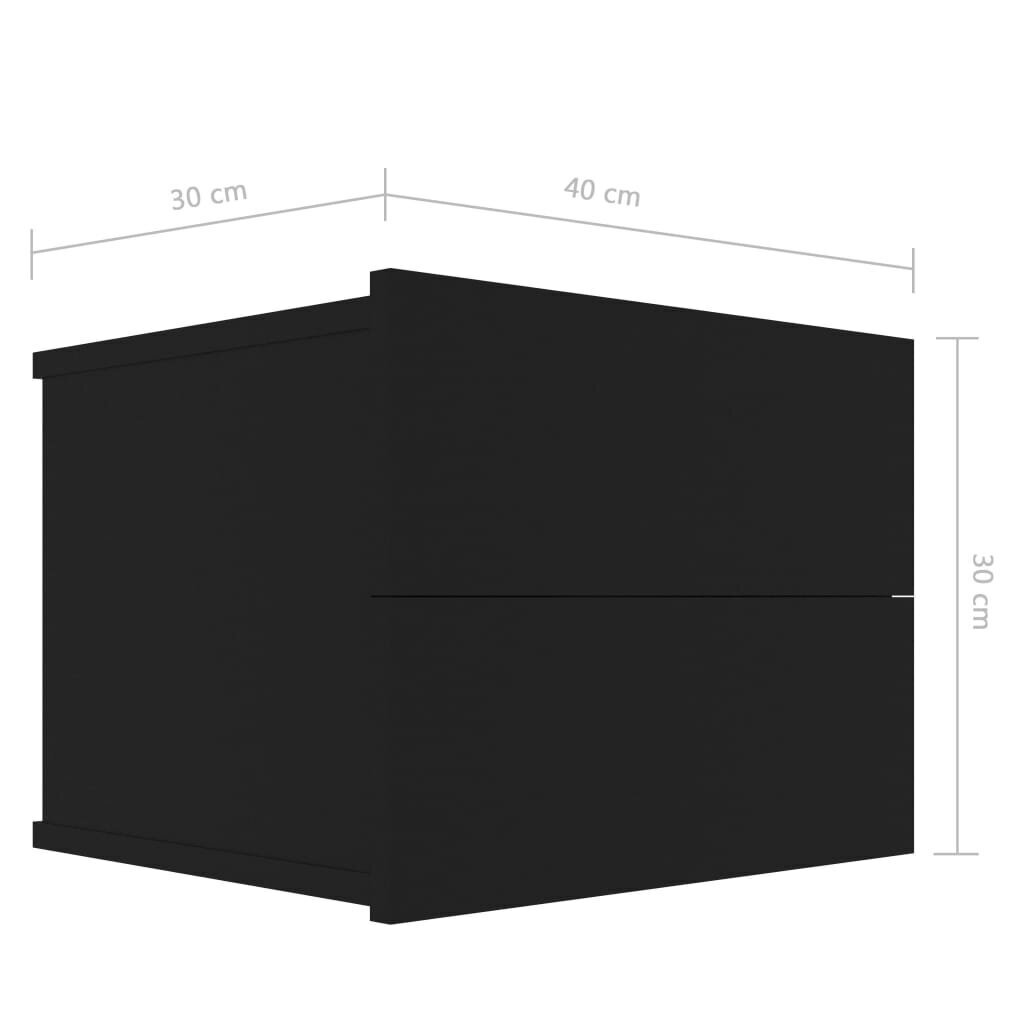 vidaXL öökapid 2 tk, must, 40 x 30 x 30 cm, puitlaastplaat hind ja info | Öökapid | kaup24.ee