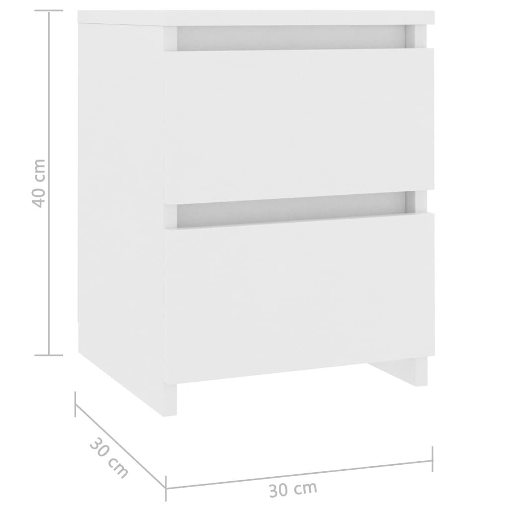 vidaXL öökapid 2 tk, valge 30 x 30 x 40 cm, puitlaastplaat цена и информация | Öökapid | kaup24.ee