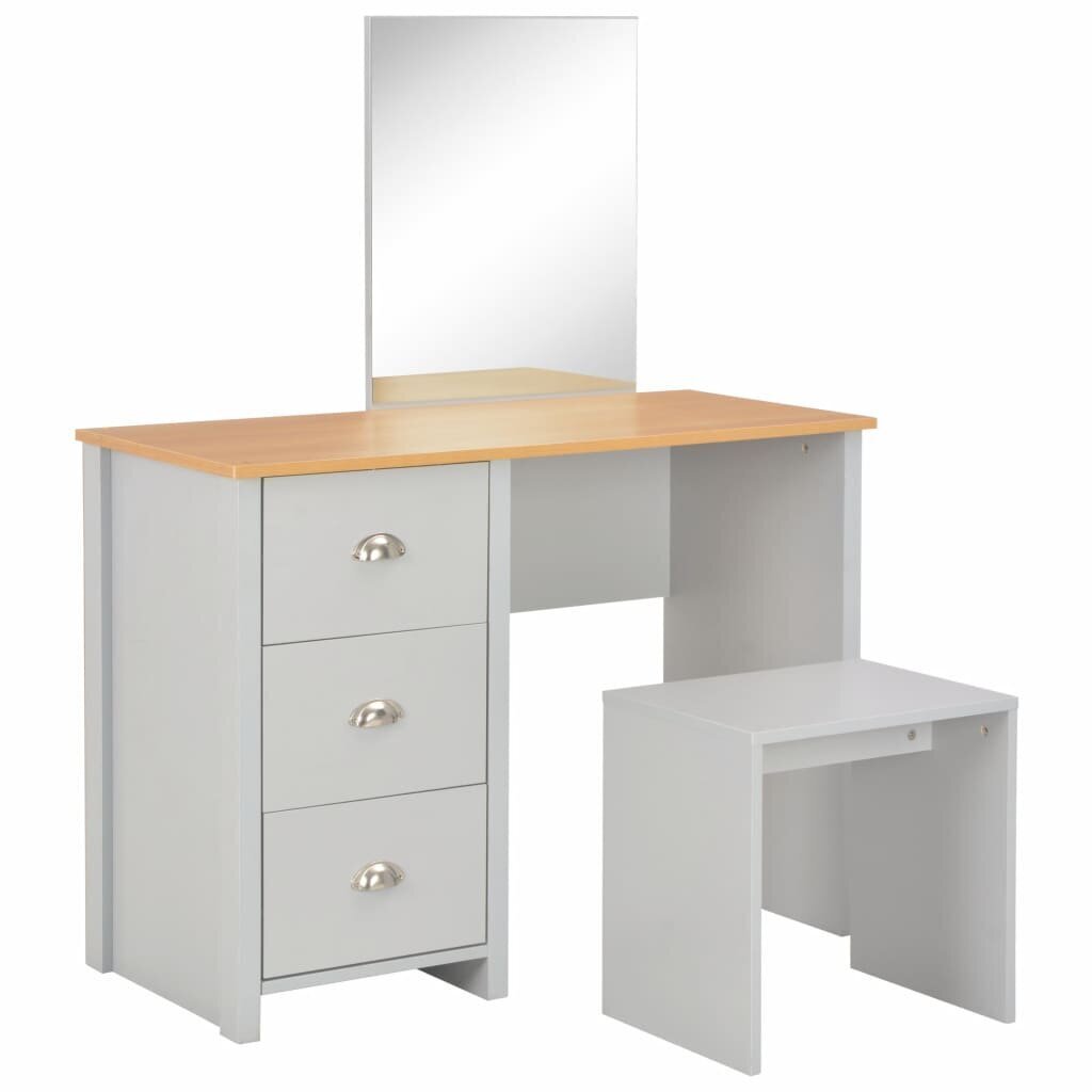 vidaXL peegli ja pingiga tualettlaud, hall, 104 x 45 x 131 cm hind ja info | Tualettlauad | kaup24.ee