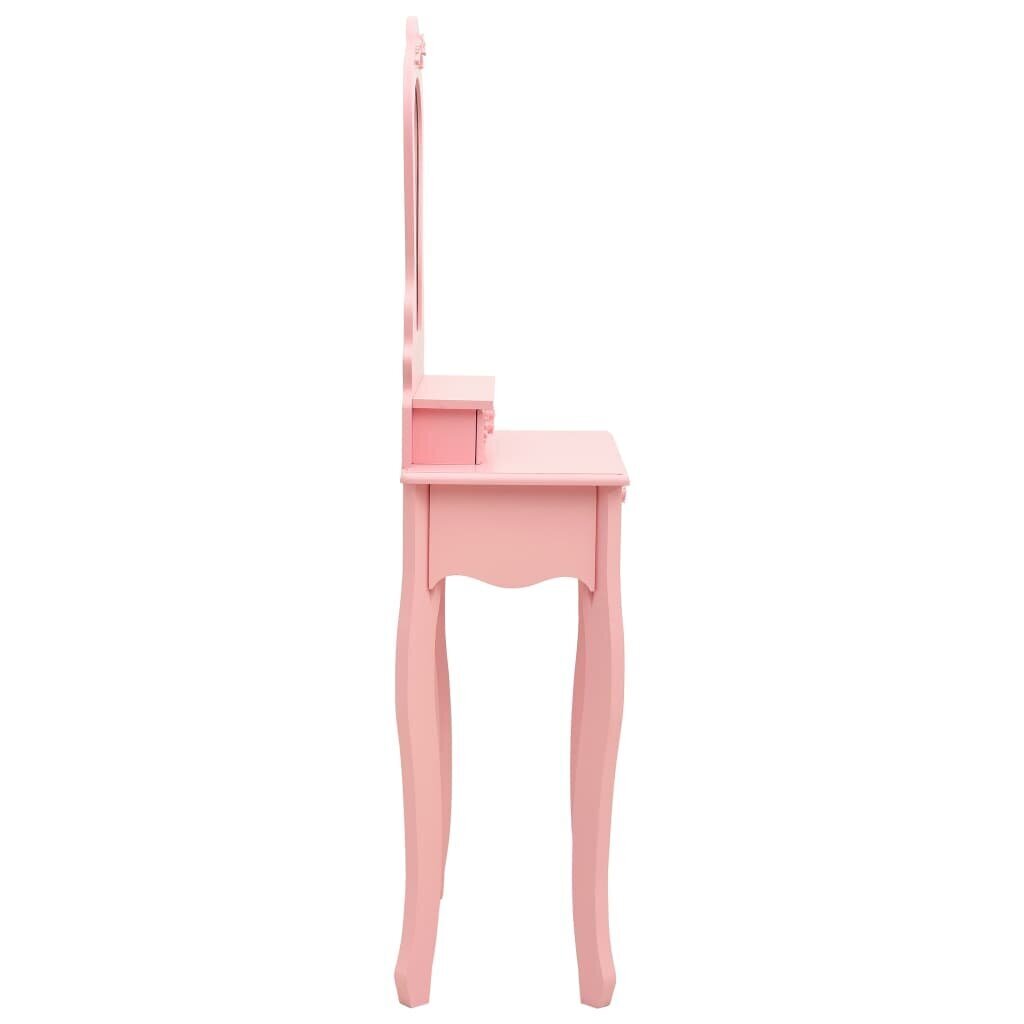 vidaXL tualettlaud taburetiga, roosa, 50 x 59 x 136 cm, Paulownia puit цена и информация | Tualettlauad | kaup24.ee