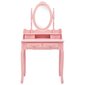 vidaXL tualettlaud taburetiga, roosa, 75 x 69 x 140 cm, Paulownia puit hind ja info | Meigilauad | kaup24.ee